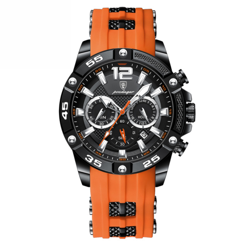 Reloj Poedagar Army negro y naranja
