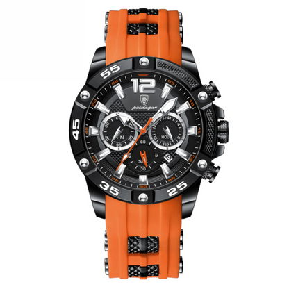 Reloj Poedagar Army negro y naranja