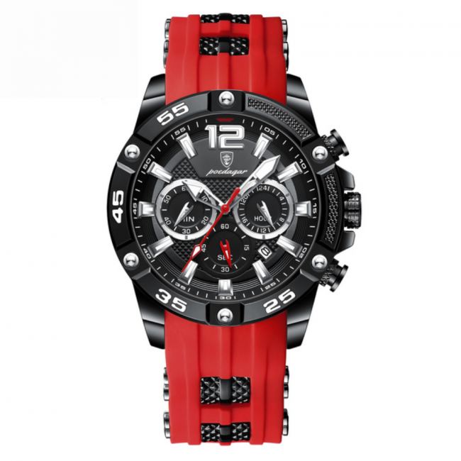 Reloj Poedagar Army rojo y negro.