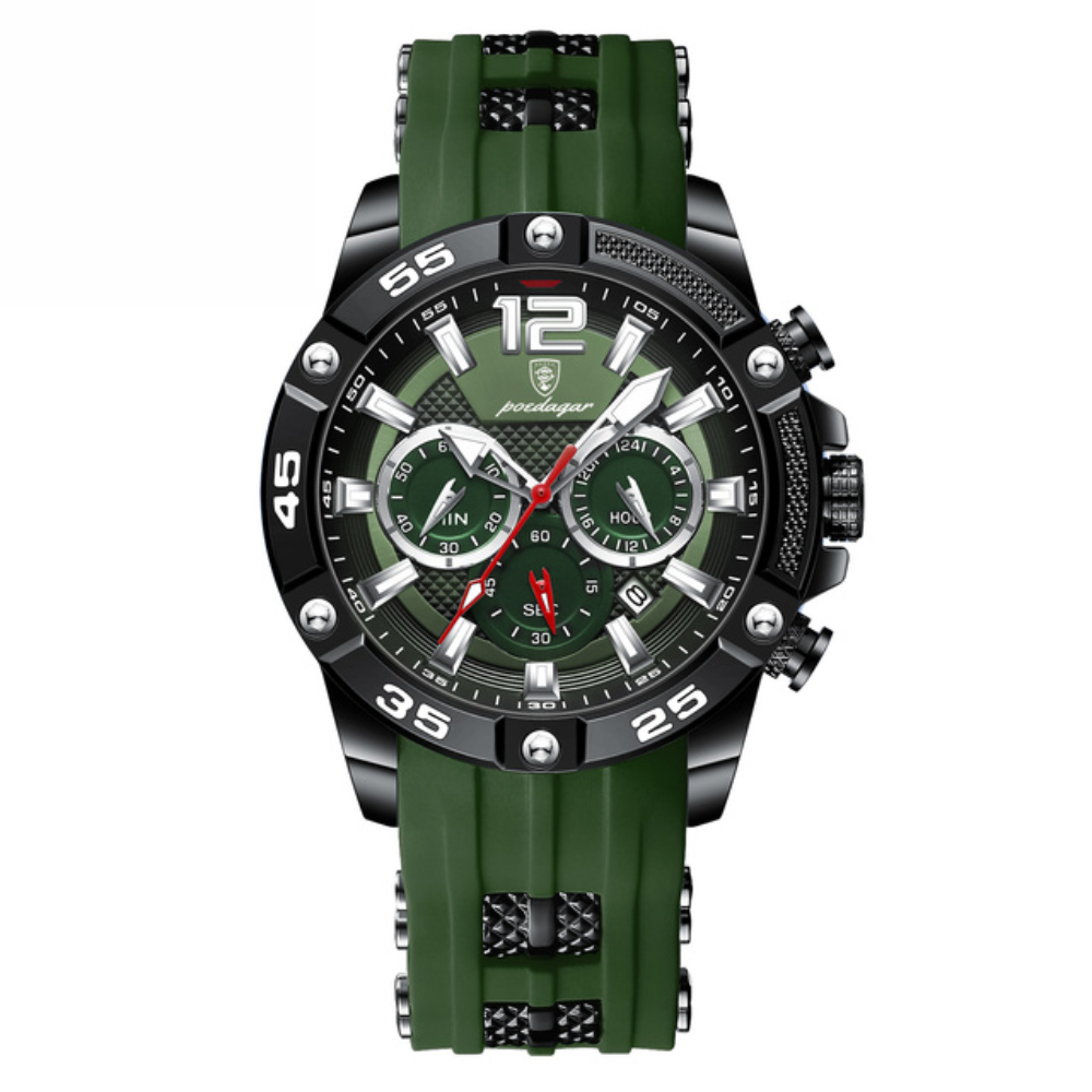 Reloj Poedagar verde militar y negro.
